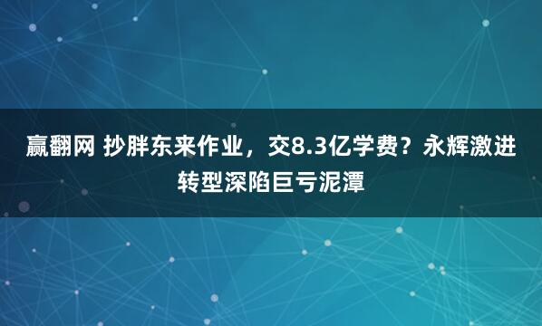 赢翻网 抄胖东来作业，交8.3亿学费？永辉激进转型深陷巨亏泥潭
